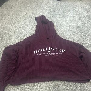 Hollister Cropped Burgundy Pullover